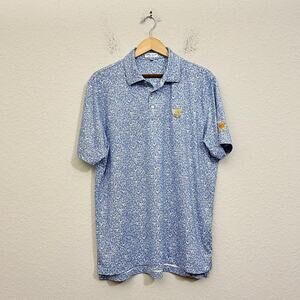 PETER MILLAR Summer Comfort Polo Shirt Blue All Over Golf Presidents Cup